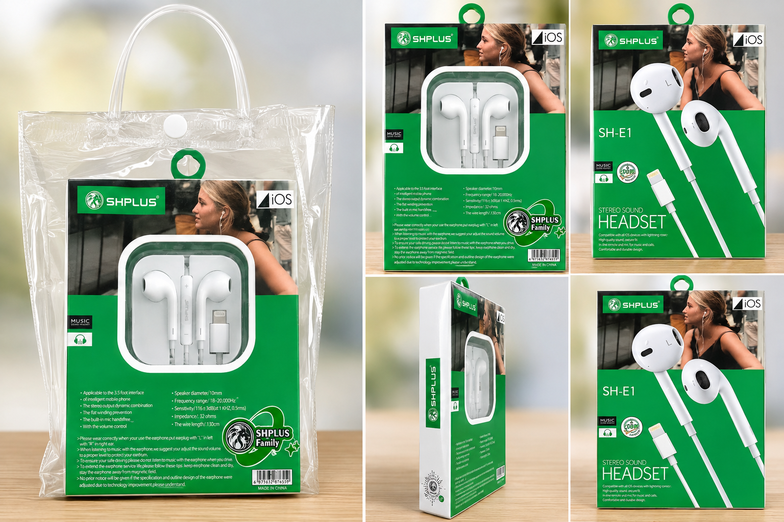 SHPLUS SH-E1 Stereo Sound Headset iOS Wired Earphones