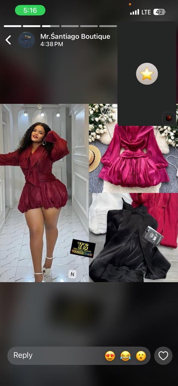 Burgundy and Black Satin Bubble-Hem Romper / Mini Dress